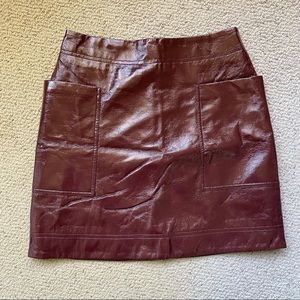 Maeve by Anthropologie Burgundy Faux Leather Miniskirt